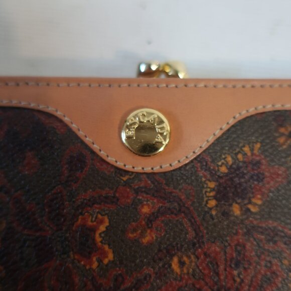 Authentic Womens Escada Brown Red Floral PVC Leather Wallet - Picture 5 of 11